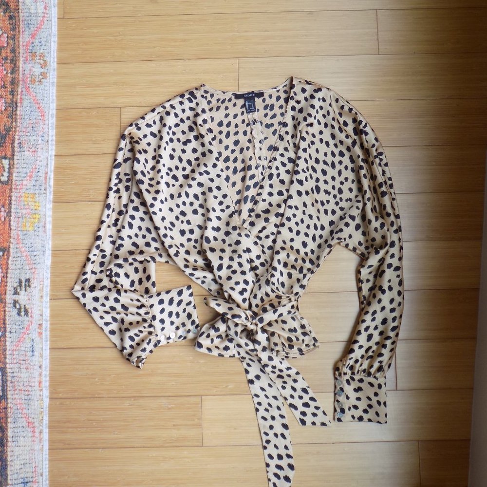 Silk Leopard Tie Top
